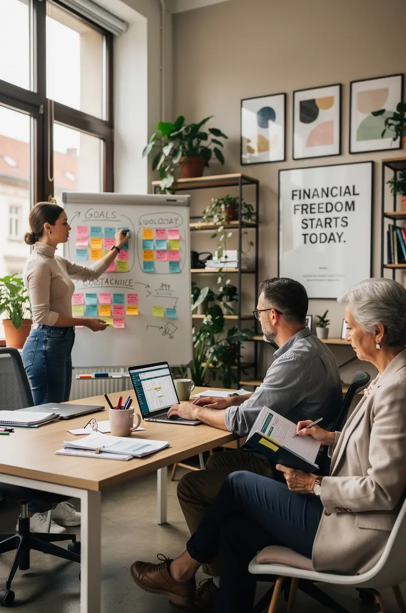 Kéz, amely egy könyvet tart, amely a pénzügyi szokások fejlesztéséről és hosszú távú megtakarítási tippekről szól.